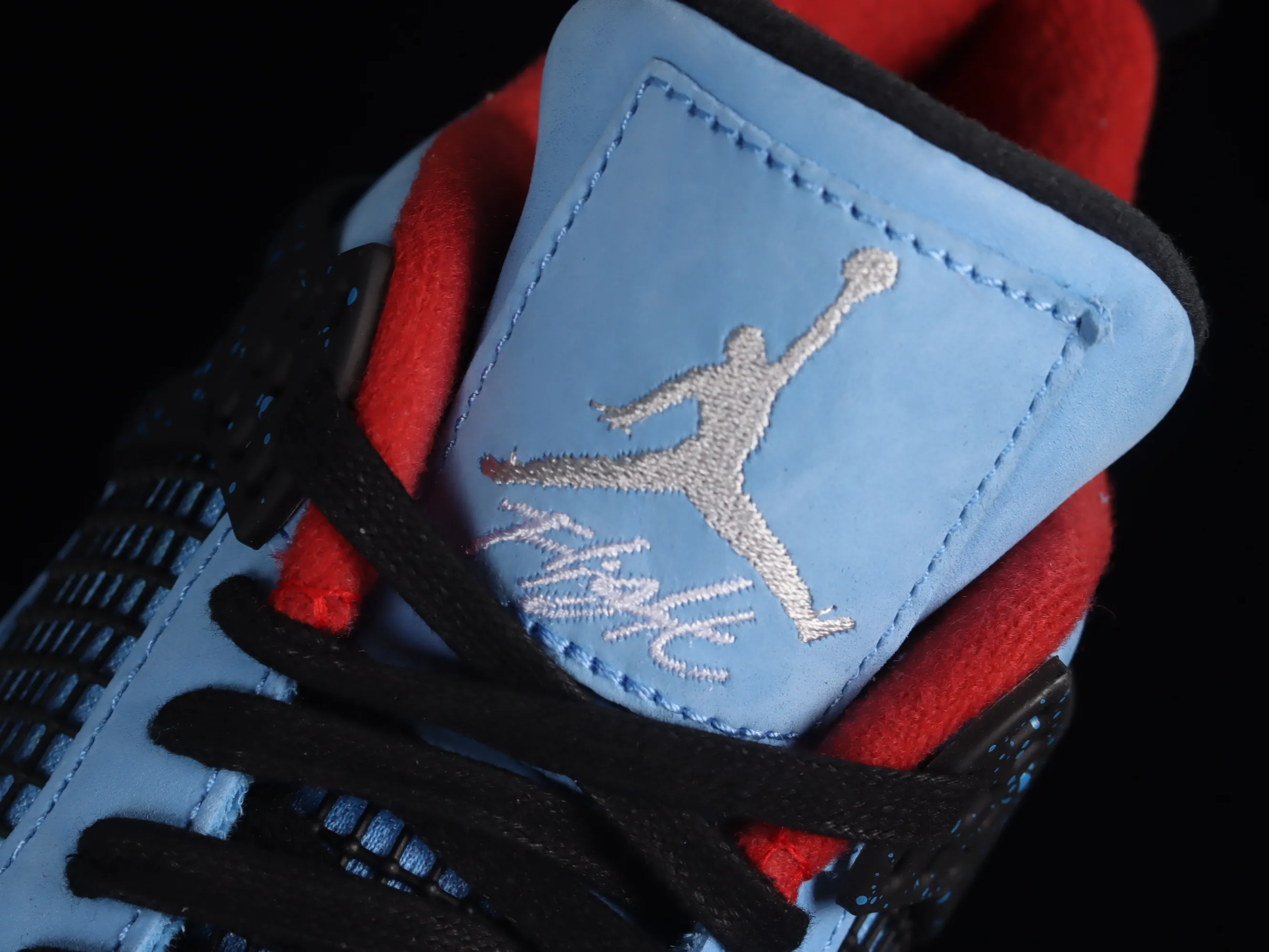 All categories Air Jordan Jordan series basketball shoes Air Jordan 4 LJR version Travis Scott Cactus Jack x Air Jordan 4 Retro Joe 4 AJ4 joint model Suede blue 308497-406